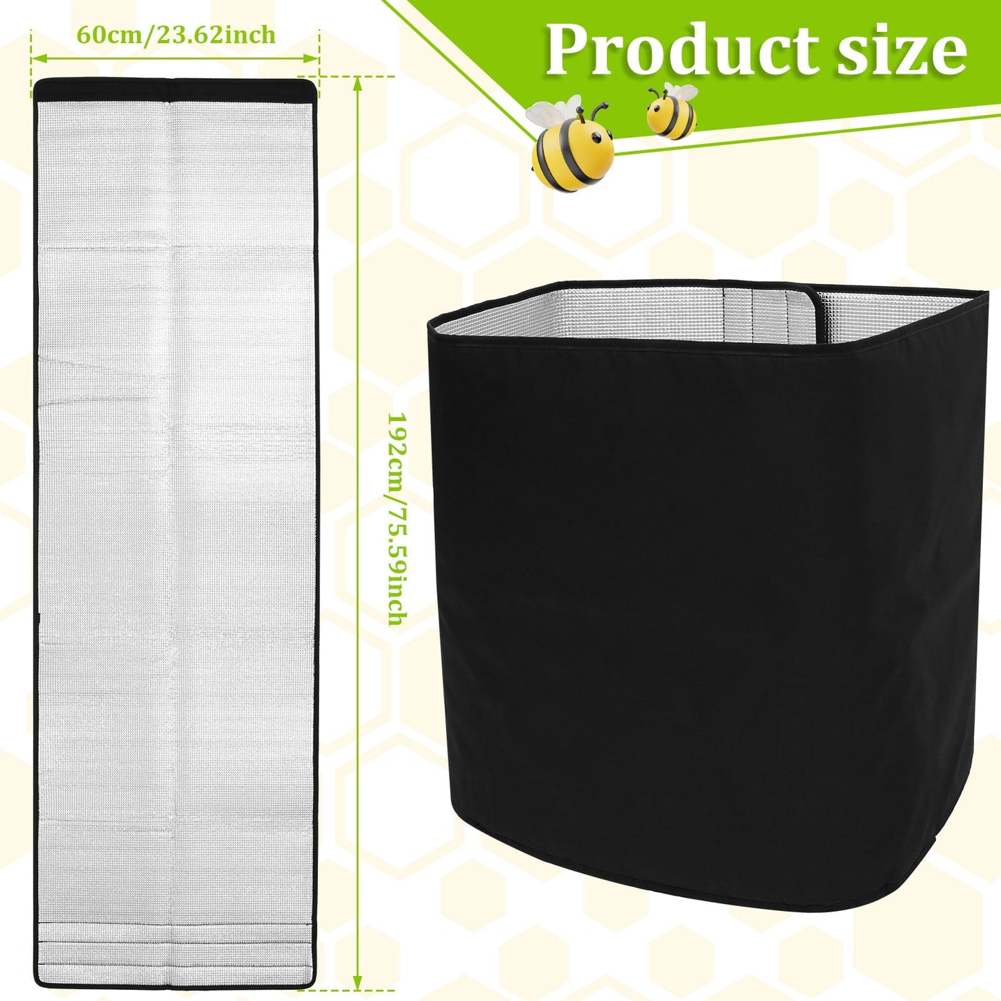 Winter Bee Hive Wrap 600D Oxford Beehive Wrap Adjustable Bee Hive Insulation Wrap Waterproof Beehive Winter Cover Windproof Bee Cozy Hive Wrap for Most Bee Hive