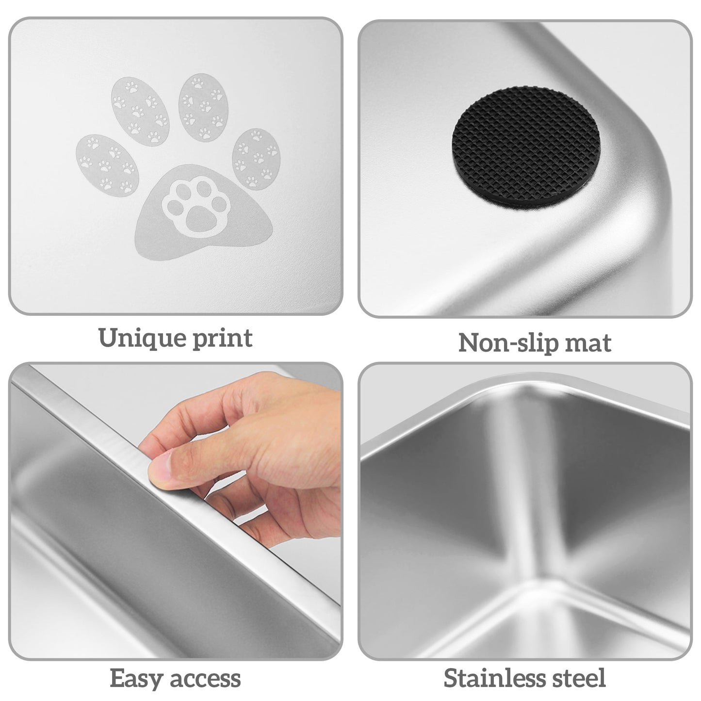 Ptlom Cat Litter Box with High Sides Large Stainless Steel Cat Litter Pan 23.6" x 15.7" x 7.9"