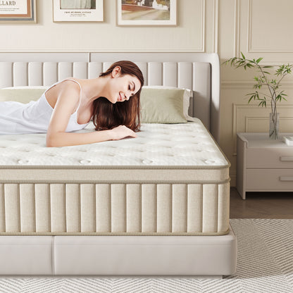 Vantovis 12 Inch Full Hybrid Mattress, Gel Memory Foam and Pocket Springs, Medium Firm Comfort for Adults, Support & Pressure Relief