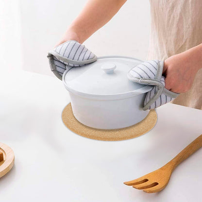 Pluokvzr 3-Pack Cork Trivet Set Round Corkboard Placemats Kitchen Hot Pads for Hot Pots Pans and Kettles 7.5 x 7.5 x 0.4 Inches