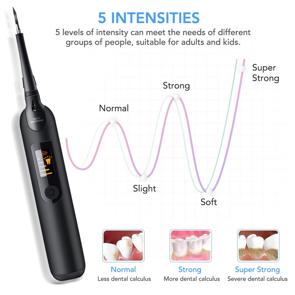 Ultrasonic Tooth Cleaner Electric Plaque Remover for Teeth with LED Display and Dentist Tool Kit