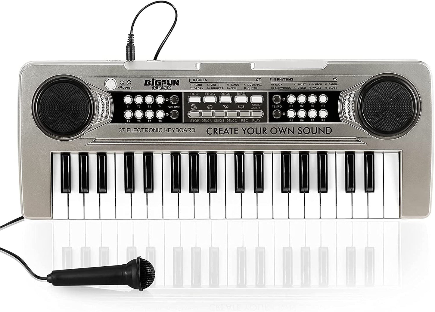 XTeduToys Kids Keyboard Piano, 37 Keys Portable Piano Early Learning Educational Electronic Music Keyboard Instrument Toys for 3 4 5 6 7 8 Year Old Boys and Girls (Silver)