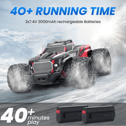 AUOSHI High Speed Remote Control Car with LED Lights, 52+ KM/H, 4WD Offroad Monster Truck for Adults & Kids, 1/14 Hobby RC Car Vehicle, 2 Battery Toy Gift for Boy