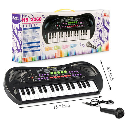 AIMEDYOU Kids Keyboard, 32 Keys Kids Piano Portable Electronic Musical Instrument Multi-Function Music Keyboard Piano for Kids Early Learning Educational Toy Birthday Xmas Day Gifts (Black)