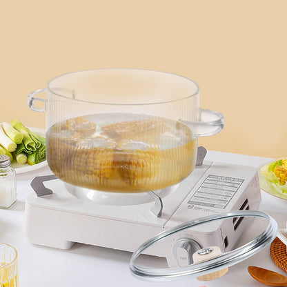 Ihvewuo Glass Cooking Pot with Lid 1.6L/54oz Heat Resistant Glass Saucepan with Double Handles Non-Stick Borosilicate Glass Stovetop Pot Safe Clear Cooking Pot for Soup Milk Sauce Pasta Noodle