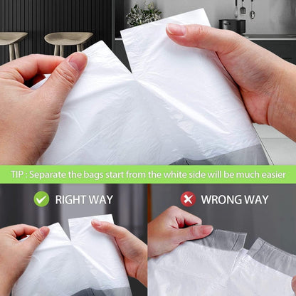 6 Gallon 100pcs Strong Drawstring Trash Bags Garbage Bags by Teivio, Bathroom Trash Can Bin Liners, Plastic Bags for home office kitchen, White