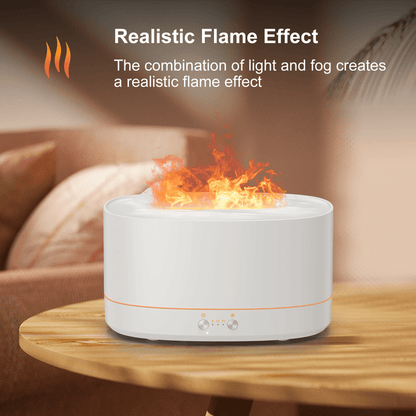 VAVSEA Flame Diffuser Humidifier, 7 Color Essential Oil Diffuser, Time Setting for Home, Room, White