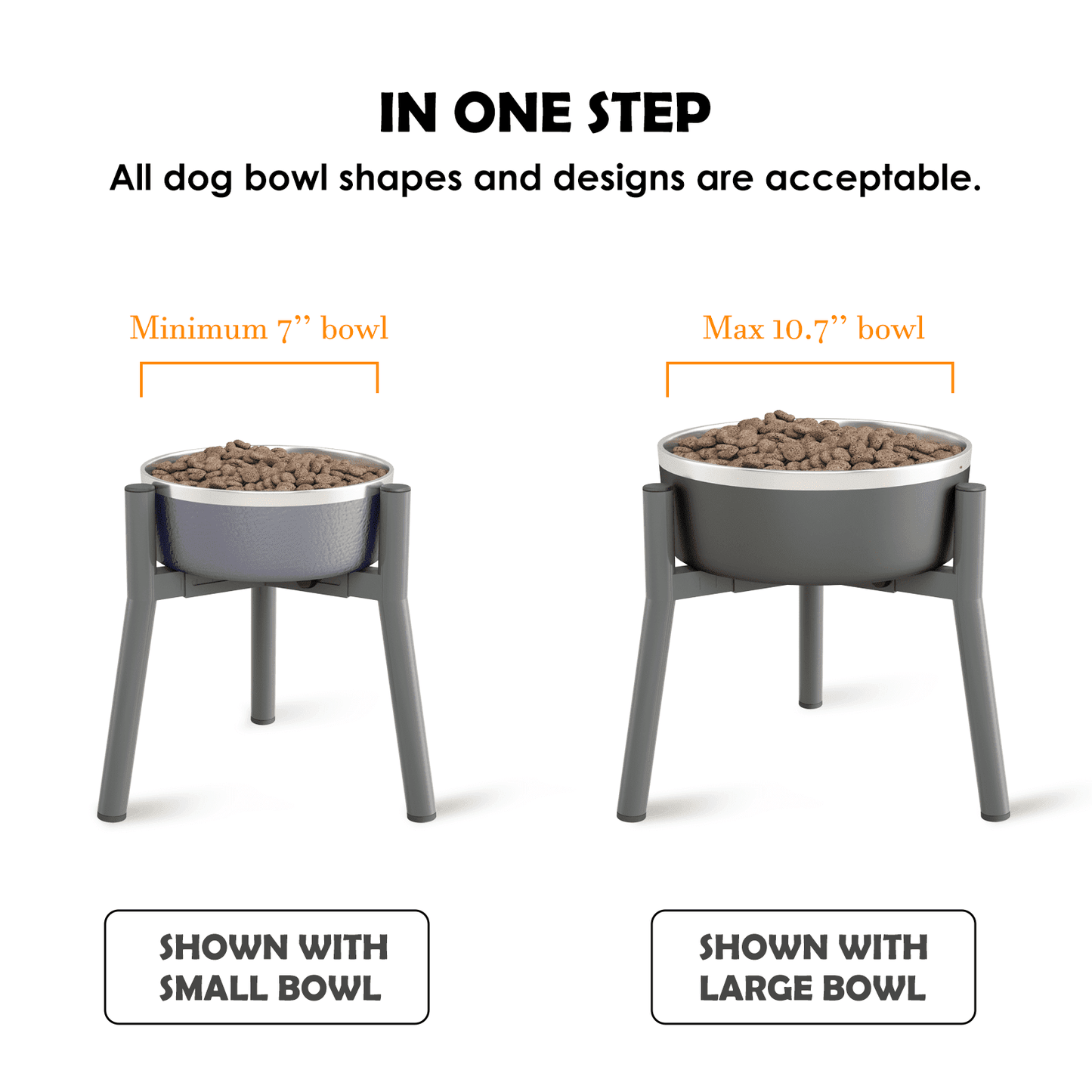 SHAINFUN Elevated Dog Bowls, 11in Tall Raised Dog Bowl Stand, Metal Adjustable Width Tall Elevated Dog Bowls for 7-10.6" Bowls, for Large Dogs (Bowl Not Included)