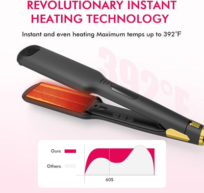 FETERVIC Hair Straightener Flat Iron, Hair Straightener Iron with 9 Adjustable Temperature & LCD Display , Titanium Flat Iron for Fast Heating , Wide Voltage for Travel