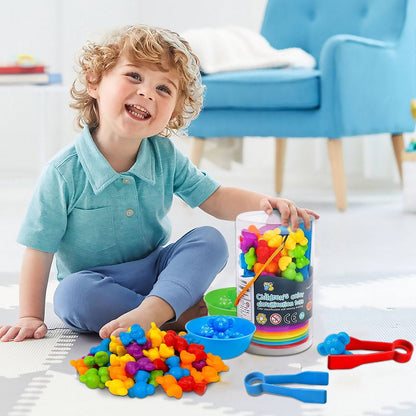 Qenwkxz 56pcs Educational Toys for Toddlers Age 12 months 1 2 3 4 Years Old Girls Boys,indoor Baby Learning Toys Counting Bears with Matching Sorting Cups,birthday Gift Classification toys