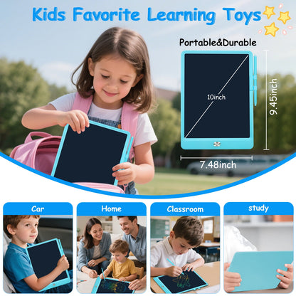 VAMOUT LCD Writing Tablet, 10 Inch Colorful Electronics Drawing Pads, Erasable Reusable Toddler Doodle Board Drawing Tablet, Educational and Learning Toys Gift for Over 3 Years Old Kids (Blue)