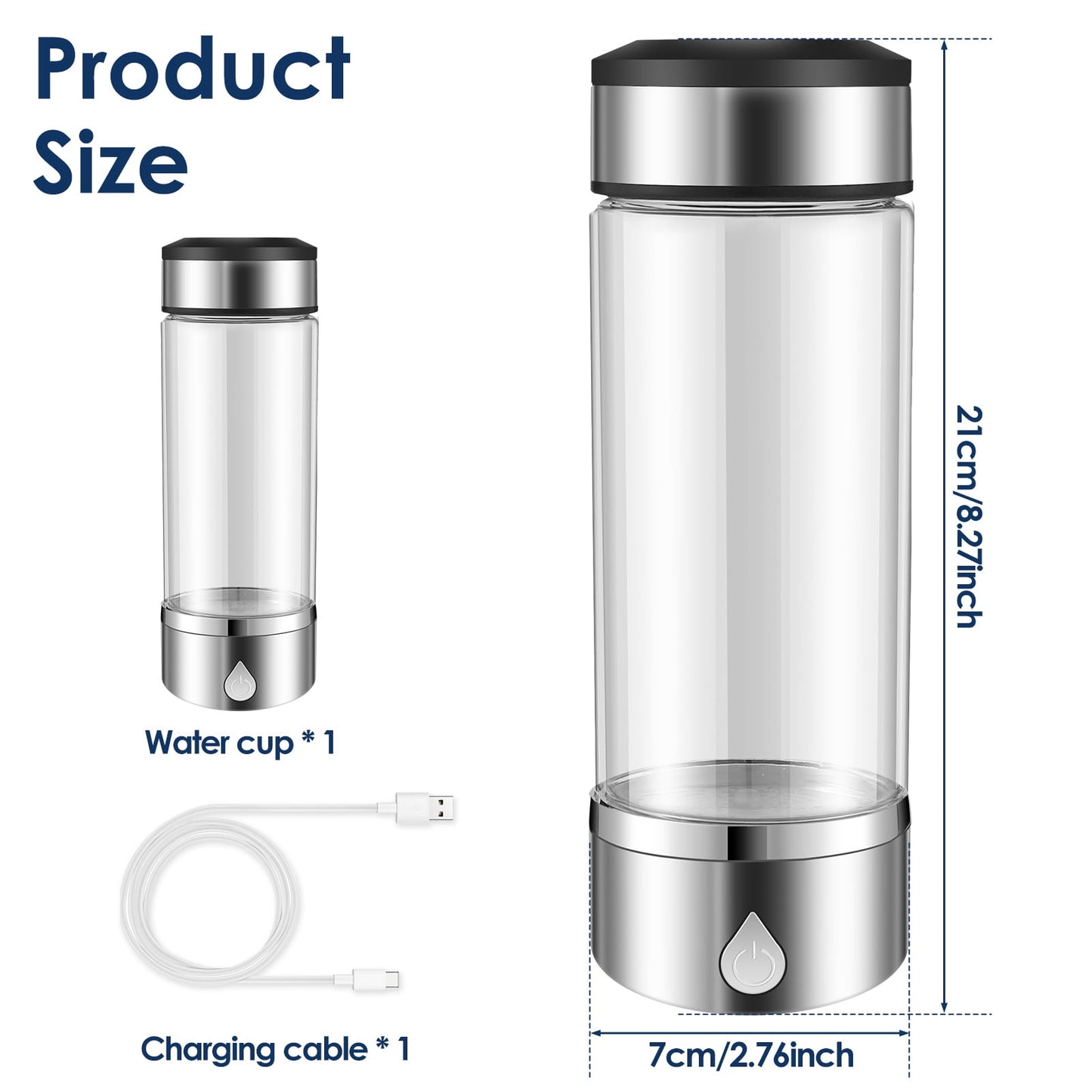 Jetcloudlive Hydrogen Water Bottle,Efficient Hydrogen Water Maker Bottle 360ml Hydrogen Water Generator Non-Slip Hydrogen Water Ionizer Machine Good Sealing Hydrogen Rich Water Cup Reusable for Home