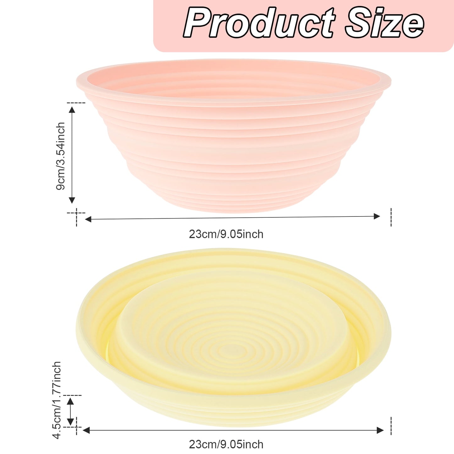 Tcwhniev 2Pcs Bread Proofing Basket 9 Inch Silicone Round Dough Proofing Bowl Foldable Bread Dough Fermentation Container Reusable Dough Proofing Box for Home Kitchen