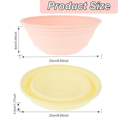 Tcwhniev 2Pcs Bread Proofing Basket 9 Inch Silicone Round Dough Proofing Bowl Foldable Bread Dough Fermentation Container Reusable Dough Proofing Box for Home Kitchen
