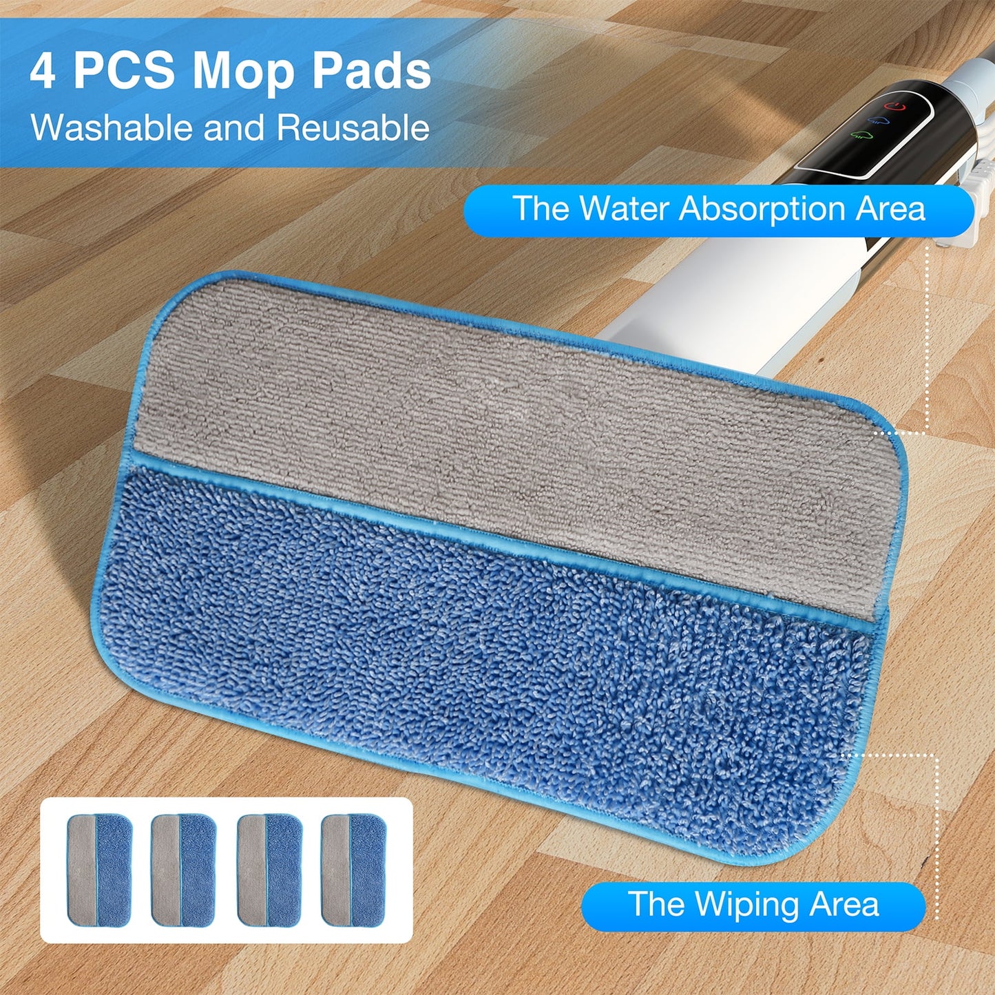 VAVSEA Steam Mop, Floor Steamer with 4 Washable Pads, Steam Cleaner for Cleaning Hard Floors, Carpet