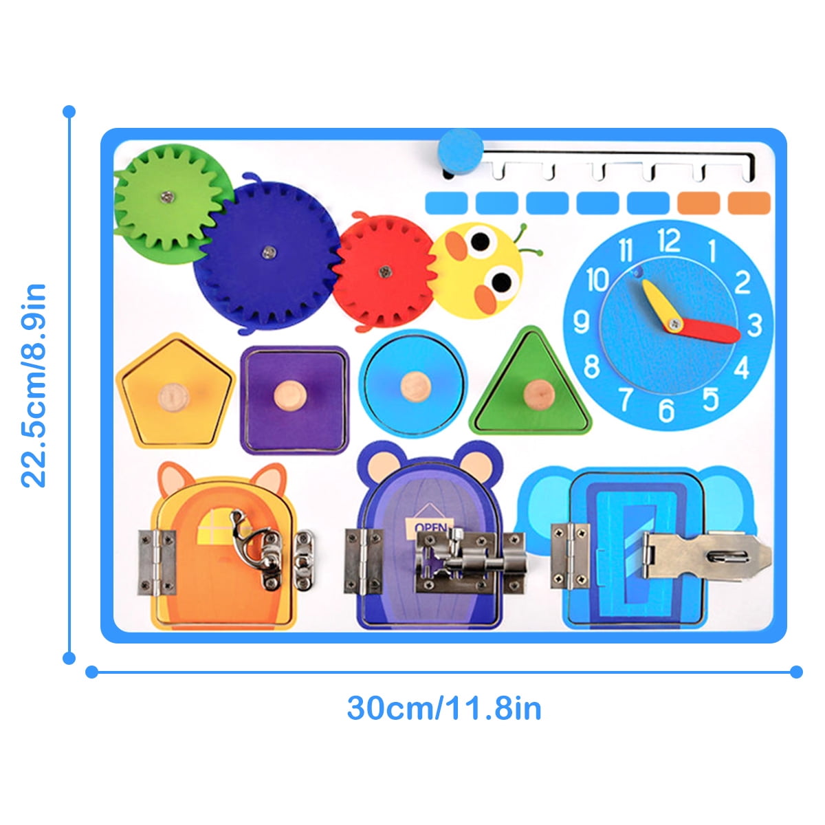 Hvxrjkn Toddler Montessori Busy Board Wooden Sensory Board Toy Portable Locks Latches Board Children Learning Activities Board Toy Kids Baby Early Educational Toy for Preschool Boys Girls