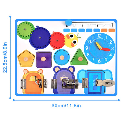 Hvxrjkn Toddler Montessori Busy Board Wooden Sensory Board Toy Portable Locks Latches Board Children Learning Activities Board Toy Kids Baby Early Educational Toy for Preschool Boys Girls