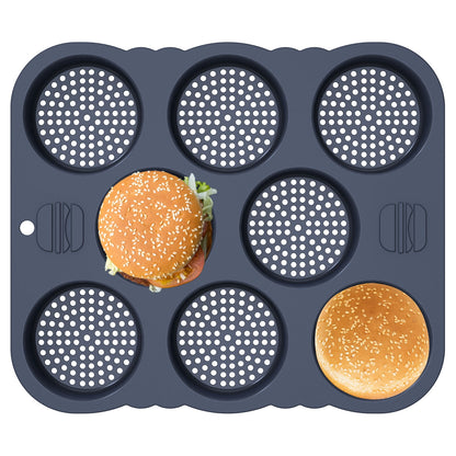 Ihvewuo Hamburger Bun Pan 8/12 Cavity Reusable Non Stick Hamburger Bun Molds Silicone Hamburger Bread Pan Easy to Release Baking Pan Dishwasher Safe for Homemade Hamburger Buns