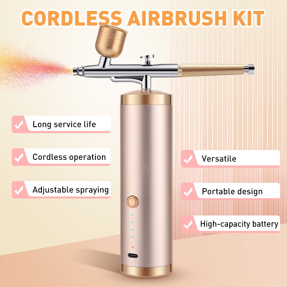 Upgraded Airbrush Kit with Air Compressor - 30PSI Rechargeable Cordless Handheld Airbrush Gun Air Brush Set with 0.3mm Nozzle and Cleaning Brush Set for Nail Art, Makeup, Tattoo, Painting, Cake Decor