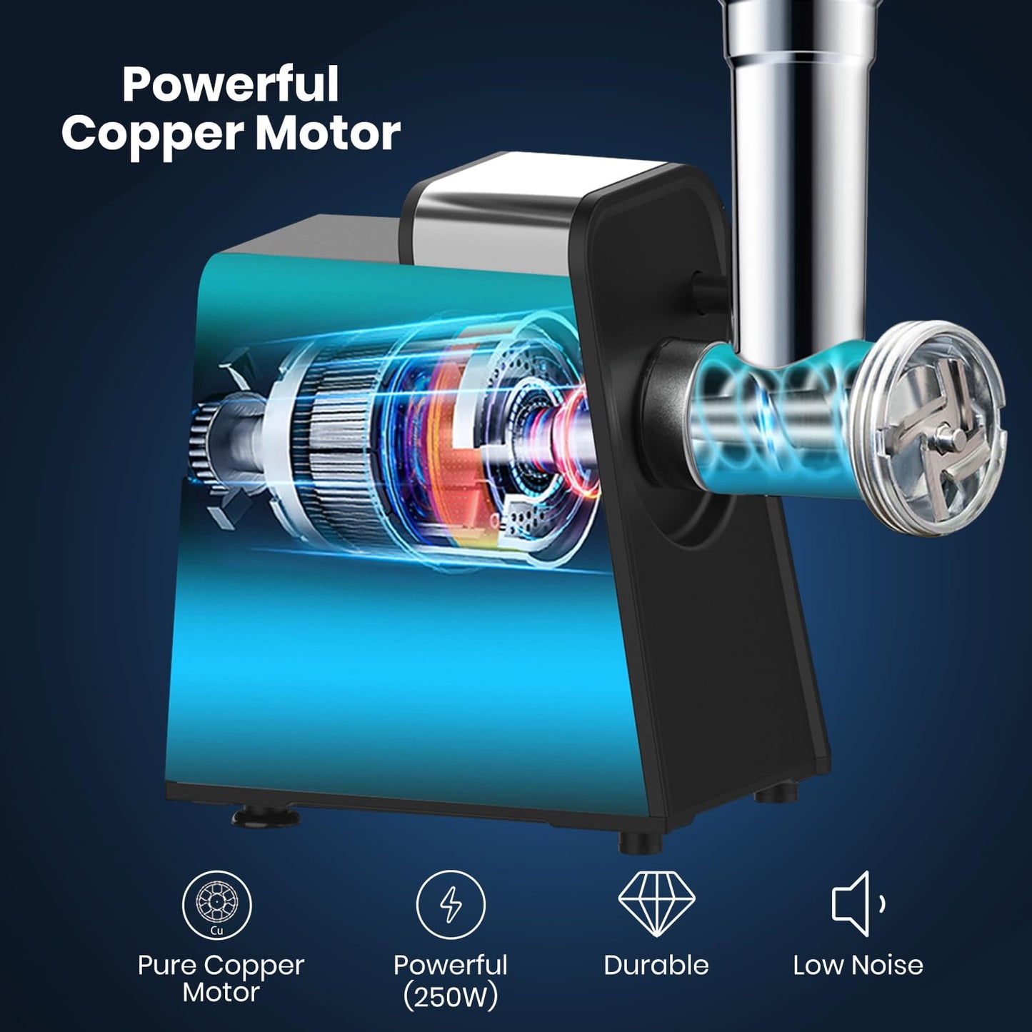 Electric Compact Meat Grinder for Home Use: Meat Mincer with 3 Plates, Blade, Sausage Stuffer, Kibbeh Kit, Stainless Steel Meat Grinder Machine Sausage Maker Kubbe Maker for Homemade Hamburger