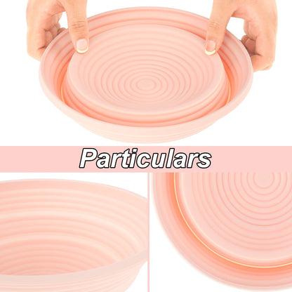 Tcwhniev 2Pcs Bread Proofing Basket 9 Inch Silicone Round Dough Proofing Bowl Foldable Bread Dough Fermentation Container Reusable Dough Proofing Box for Home Kitchen