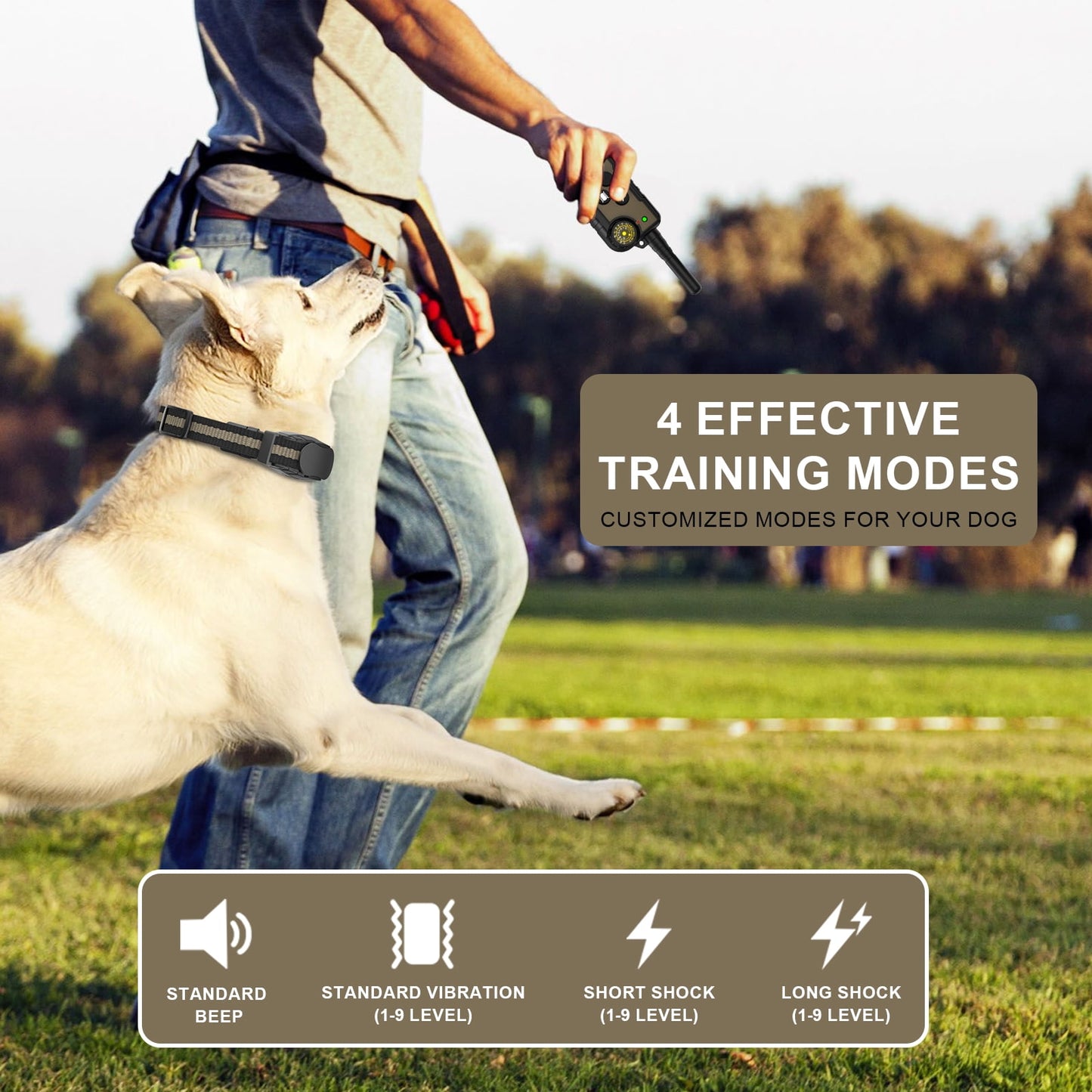Dog Shock Collar - AUOSHI 3000FT Dog Training Collar with Remote Control IP67 Waterproof with 4 Training Modes, Rechargeable E-Collar for Large Medium Small Dog