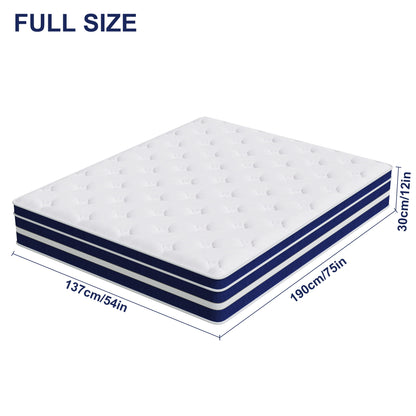Vantovis Full Size Mattress in a Box,12 inch Hybrid of Memory Foam and Spring ,Medium Comfort Adult