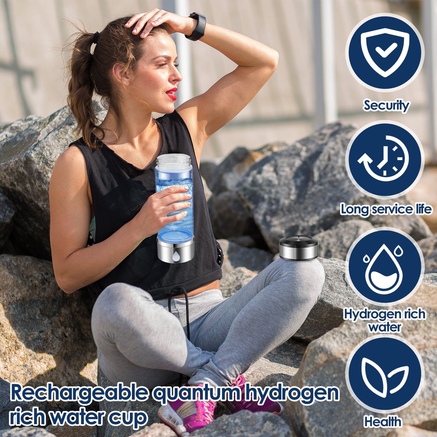 Jetcloudlive Hydrogen Water Bottle,Efficient Hydrogen Water Maker Bottle 360ml Hydrogen Water Generator Non-Slip Hydrogen Water Ionizer Machine Good Sealing Hydrogen Rich Water Cup Reusable for Home