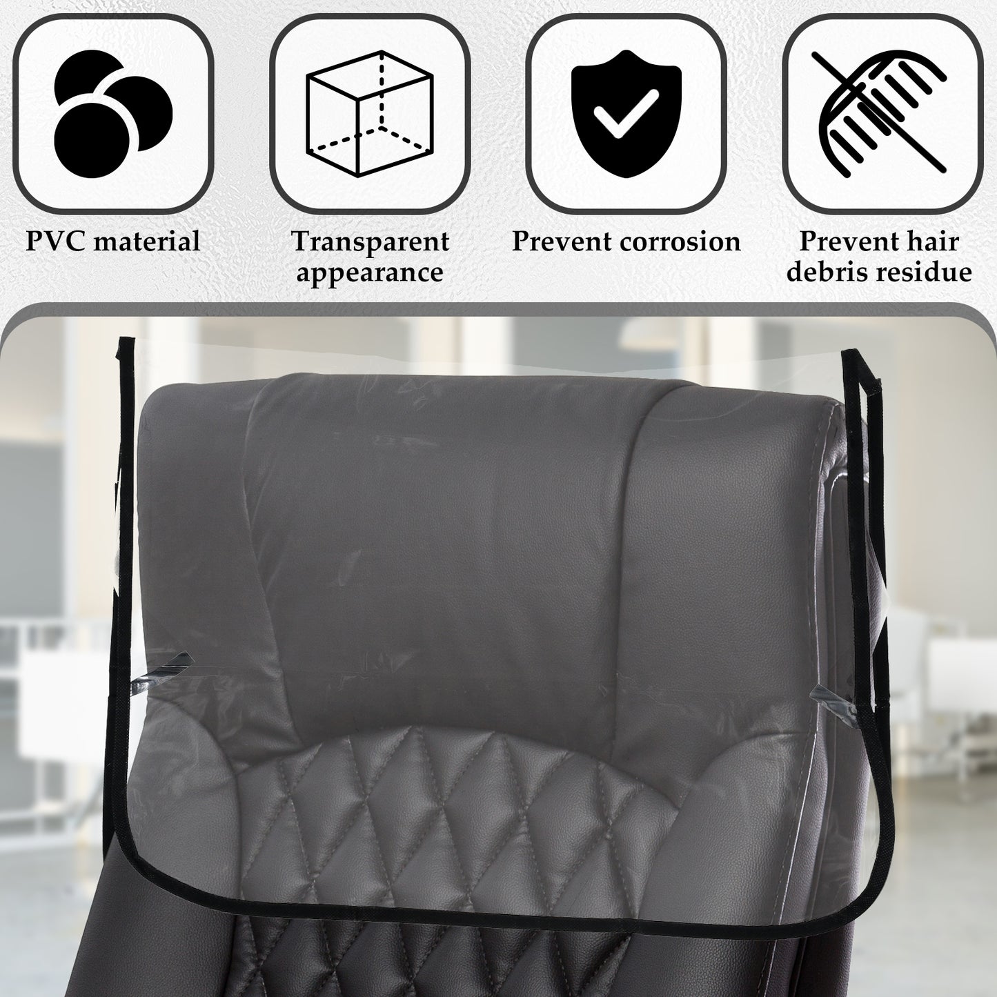 Toorise 4Pcs Salon Chair Cover Clear Plastic Salon Chair Protectors Multipurpose Seat Covers Reusable Salon Seat Covers for Most Standard Salon Chairs Office Chairs