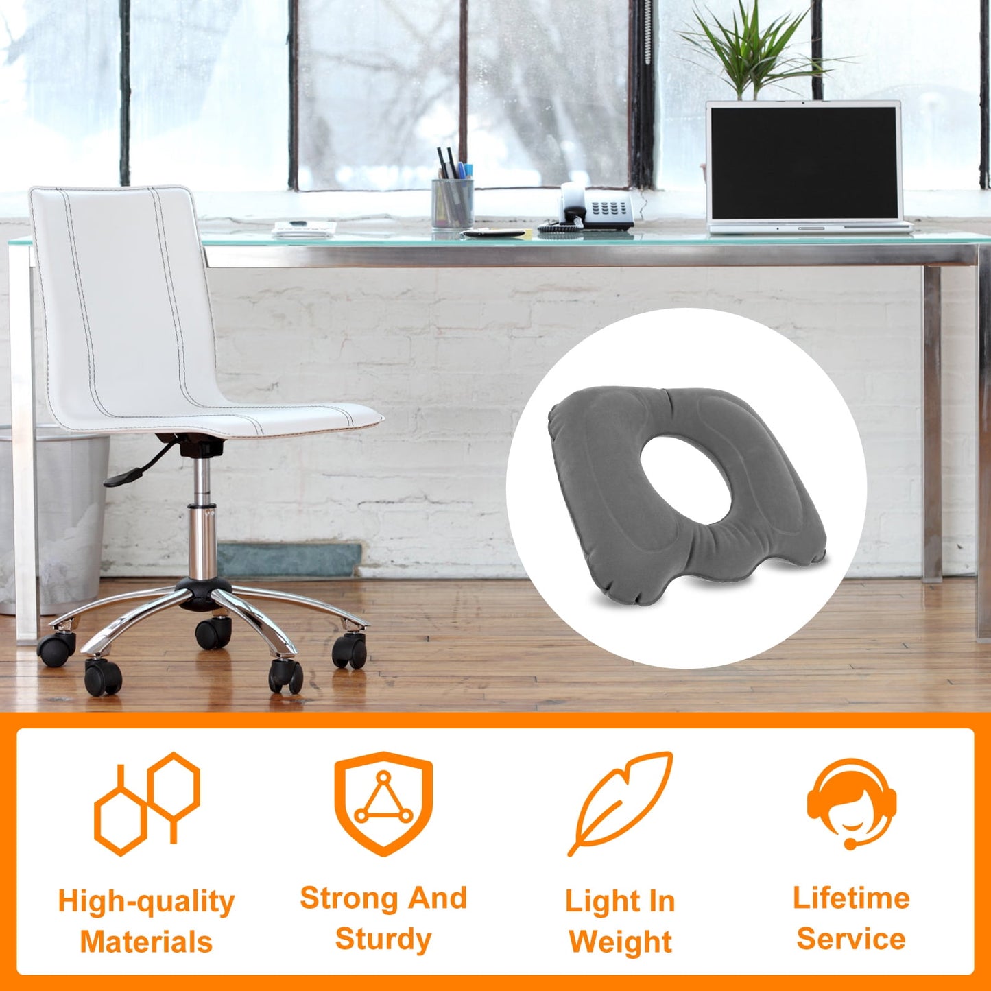 Gorware Donut Pillow for Tailbone Pain Relief and Hemorrhoids Inflatable Donut Seat Cushion for Relieve Pressure