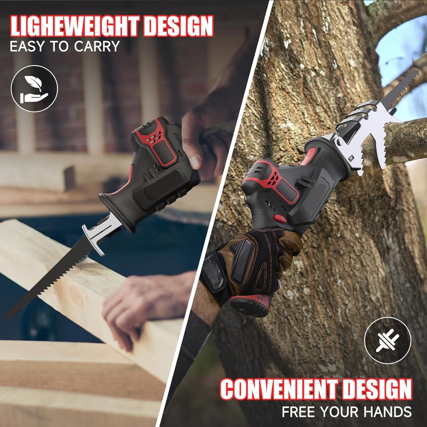 NEXPOW Reciprocating Saw, Cordless Variable Speed, Blade Kit, for Wood/Metal/PVC Cutting