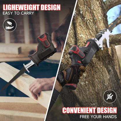 NEXPOW Reciprocating Saw, Cordless Variable Speed, Blade Kit, for Wood/Metal/PVC Cutting