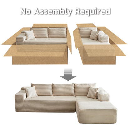 Vcatnet L Shaped Sectional Sofa Couch,Modular Upholstered Indoor Sofa,Modern Minimalist Couches for Living Room,Fully Assembled and Free Combination,Beige