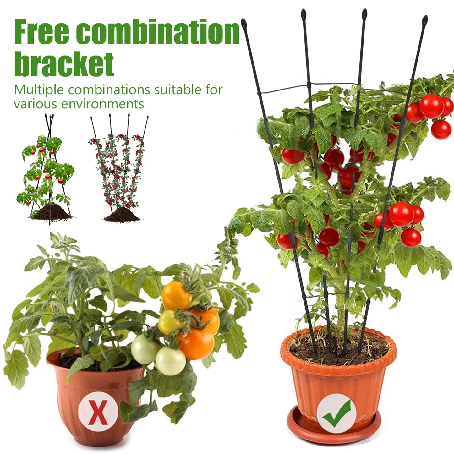 Wekvgz Plant Trellis 47.24inch Rustproof Metal Climbing Support Frame for Vines, Flowers, and Vegetables
