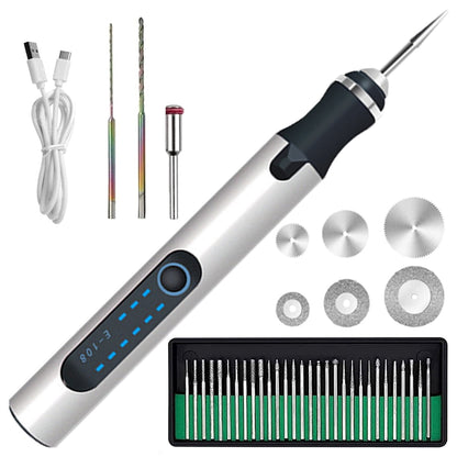 Electric Engraving Pen Cordless Micro Carving Pen with 3 Adjustable Speed 300mAh Rechargeable Engraver Machines Wireless Etching Engraving Tool for Jewelry Wood Metal Glass Stone