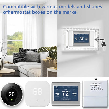 Xiyztok Thermostat Cover,Thermostat Lock Box with 2 Keys Transparent Thermostat Protective Cover Acrylic Thermostat Guard Box Wall Mounted Large Thermostat Cover for Most Thermostats