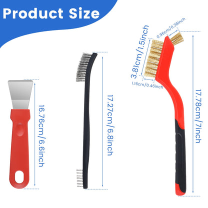 Txkrhwa 8PCS Wire Brush Set with Scraper, Heavy Duty Metal Scraper Brushes, Stainless Steel Scratch Wire Brushes, Stove Scraper Cleaner for Cleaning Rust, Welding Slag, Paint and Dust