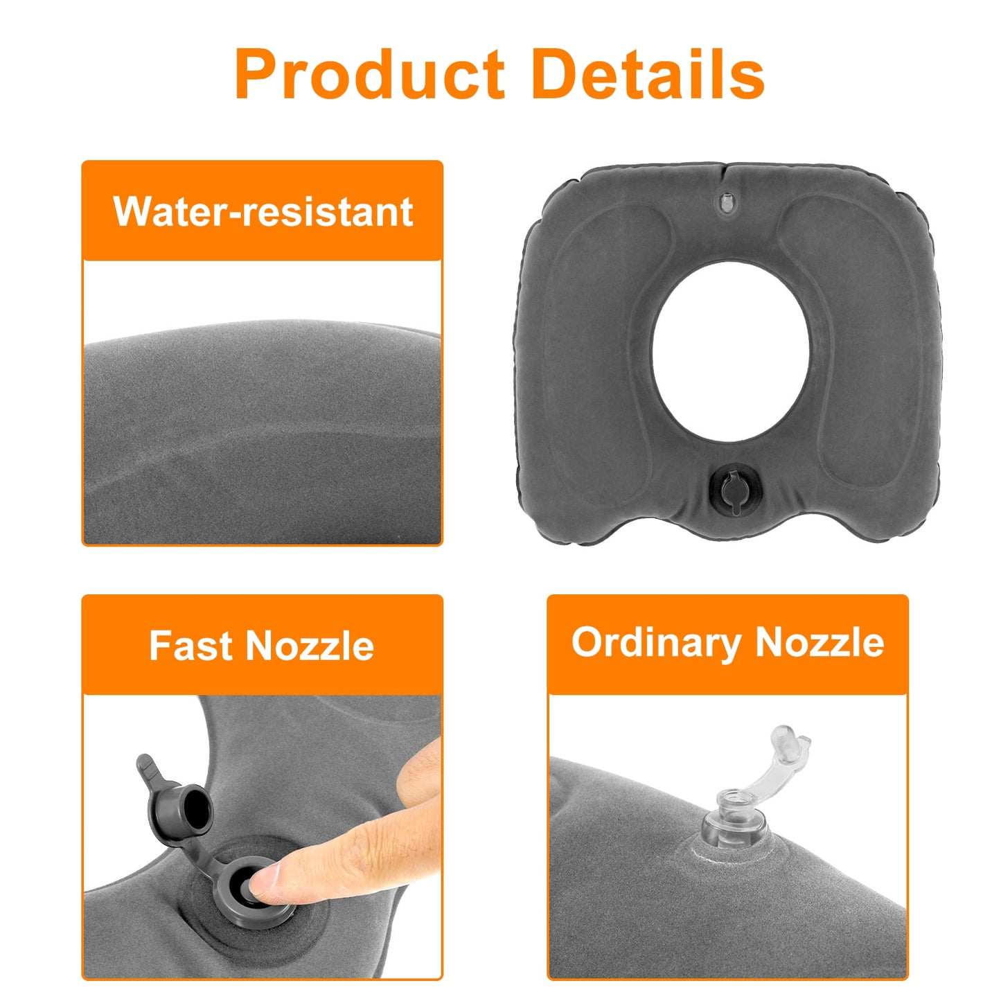 Gorware Donut Pillow for Tailbone Pain Relief and Hemorrhoids Inflatable Donut Seat Cushion for Relieve Pressure