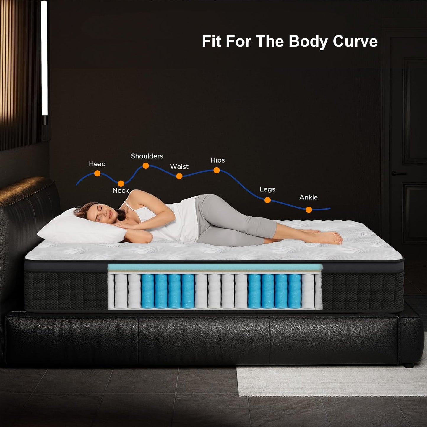 10 inch King Mattress, Memory Foam & Spring Hybrid Medium Comfort King Size in a Box,Adult