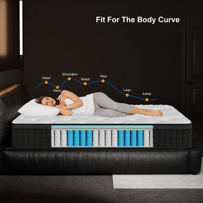 10 inch King Mattress, Memory Foam & Spring Hybrid Medium Comfort King Size in a Box,Adult