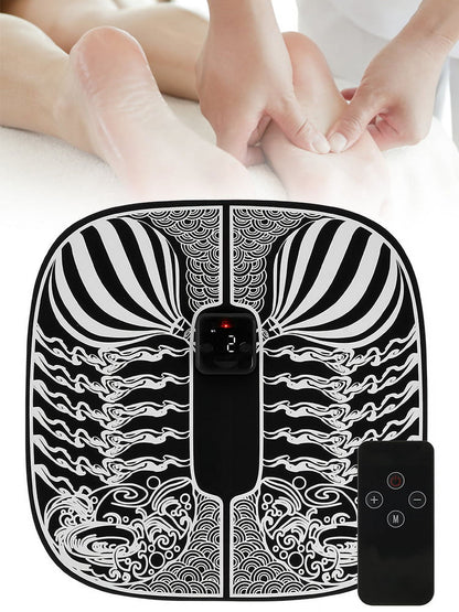 Tcwhniev EMS Reshaping Foot Massager Mat Pad Portable Foot Massage Mat Muscle Blood Circulation Spa,EMS Feet Massage Machine Electric with 6 Massage Modes and 19 Intensity(Remote control type)