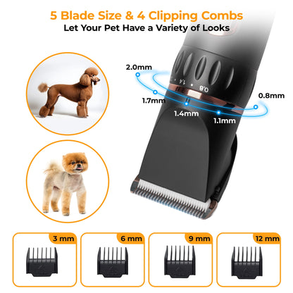 ZIMFANQI Dog Clippers, Dog Grooming Kit with LCD Display, 3-Speed & Low Noise, Cordless Rechargeable Dog Clippers for Grooming, Professional Hair Shaver and Nail Trimmers for Dogs Cats Pets