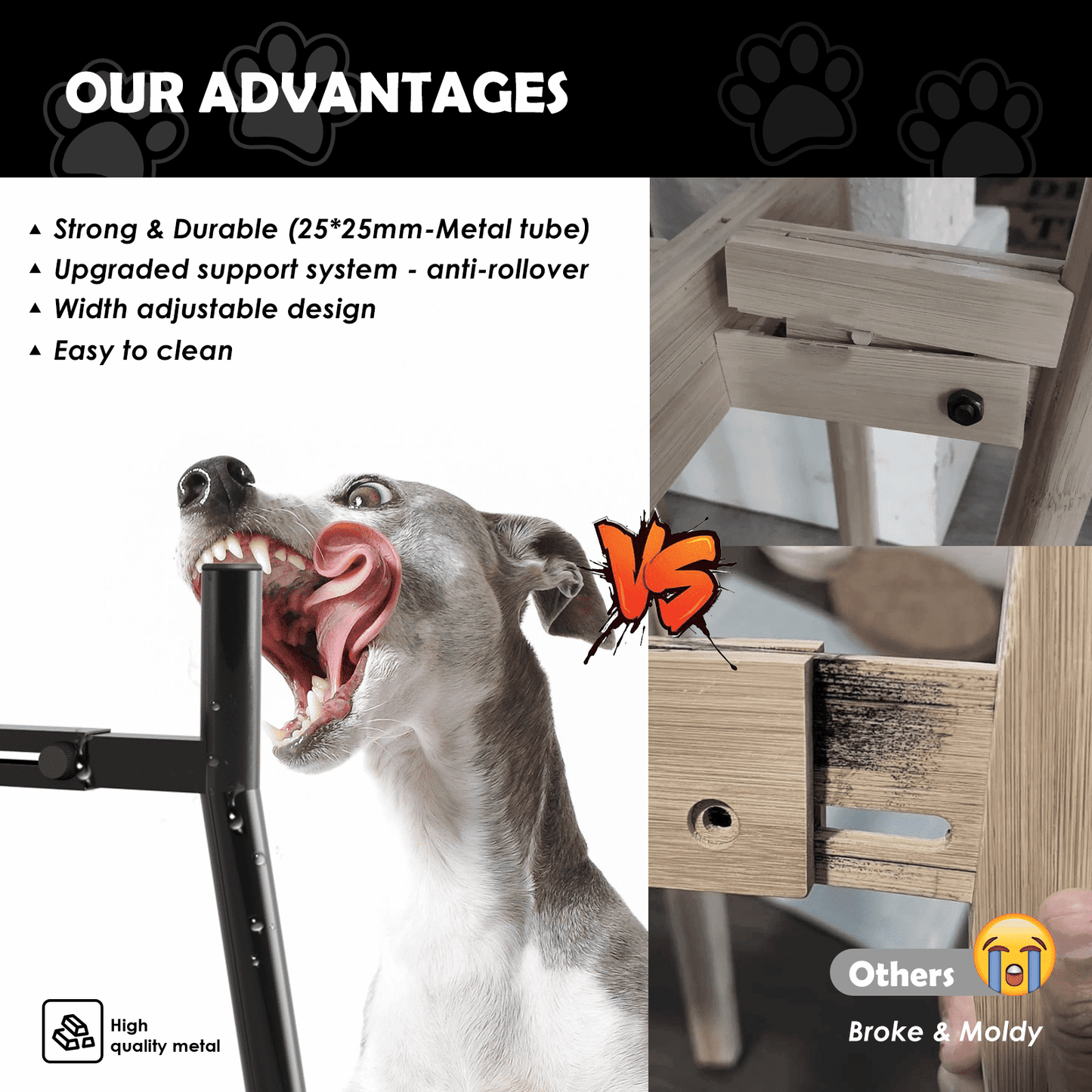 Raised Dog Bowl Stand for Large Dogs 11" Height Adjustable Width 7-10.6" Single Tall Elevated Dog Bowls Stand, Food & Water Feeder Bowl Holder for Large Breeds(Bowl Not Included)