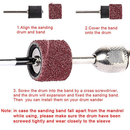 EUWBSSR 132PCS Drum Sander Set Sanding Drums Nail Sanding Band Sleeves and Drum Mandrels for Dremel Rotary Drill Tool