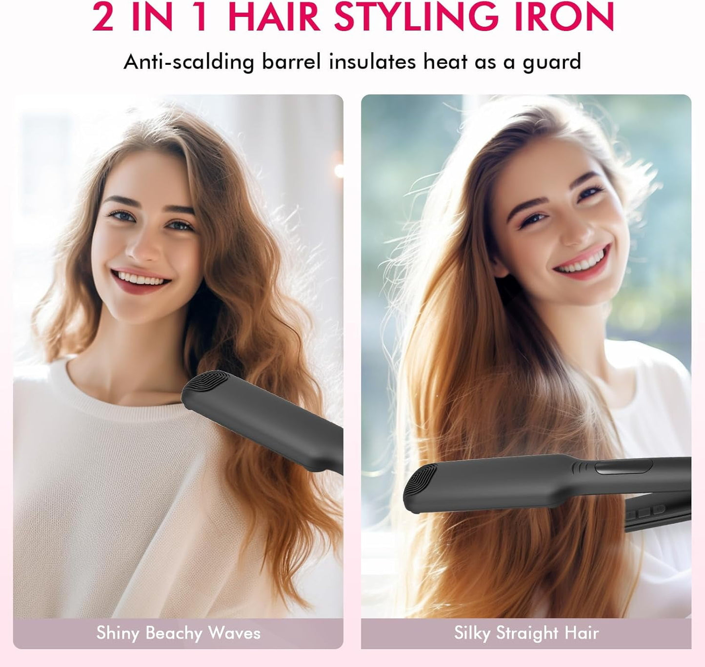 FETERVIC Hair Straightener Flat Iron, Hair Straightener Iron with 9 Adjustable Temperature & LCD Display , Titanium Flat Iron for Fast Heating , Wide Voltage for Travel