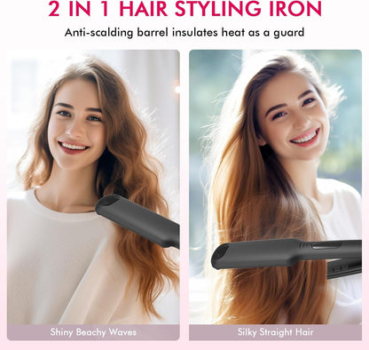 FETERVIC Hair Straightener Flat Iron, Hair Straightener Iron with 9 Adjustable Temperature & LCD Display , Titanium Flat Iron for Fast Heating , Wide Voltage for Travel