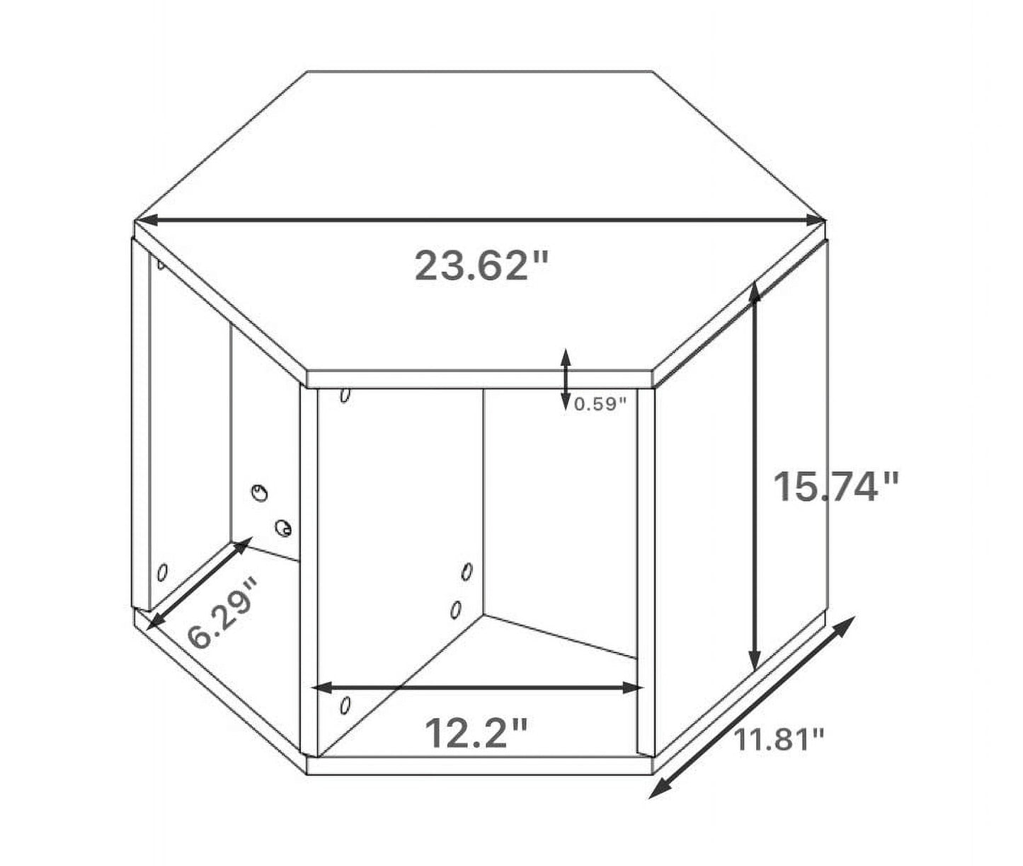 Hexagonal Coffee Table Side Table Nightstand Burmese Sumac,Living Room Table Modern Funiture Table，Black Brown