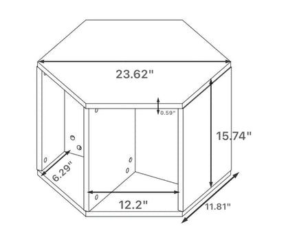 Hexagonal Coffee Table Side Table Nightstand Burmese Sumac,Living Room Table Modern Funiture Table，Black Brown