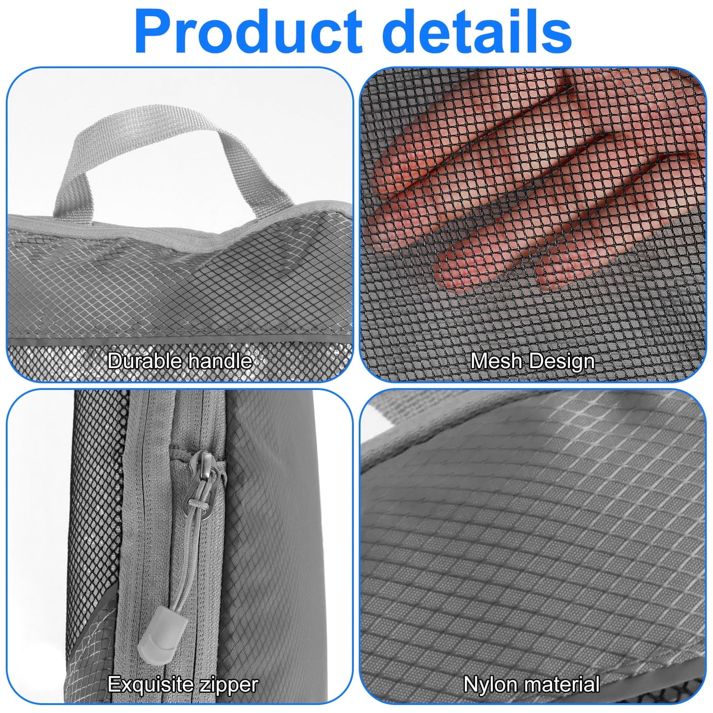 Hvxrjkn 5Pcs Compression Packing Cubes Lightweight Durable Travel Packing Cubes with Storage Bag Nylon Luggage Suitcase Organizer Bags Space Saving Packing Cubes for Travel Suitcase