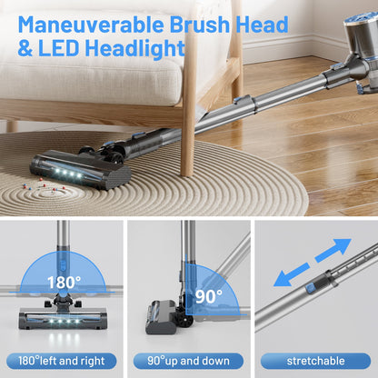 Vanpopubs Cordless Vacuum Cleaner,Lightweight Stick Vacuum for Pet Hair Carpet Hardwood,20KPa,LED Display,WC01